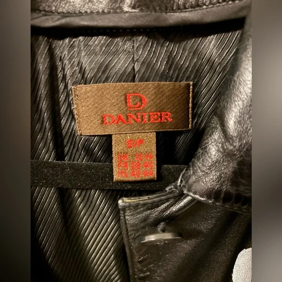 Danier Black Leather Jacket with White Heart Motifs - Picture 6 of 8